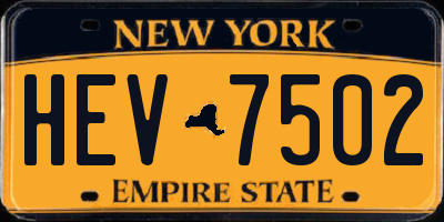 NY license plate HEV7502