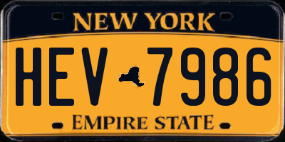 NY license plate HEV7986