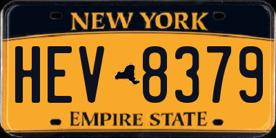 NY license plate HEV8379