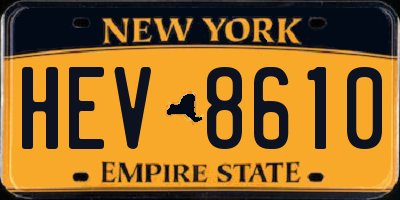 NY license plate HEV8610