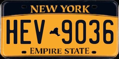 NY license plate HEV9036