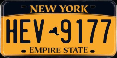 NY license plate HEV9177