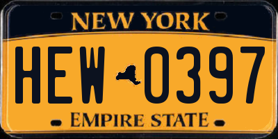 NY license plate HEW0397