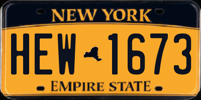 NY license plate HEW1673
