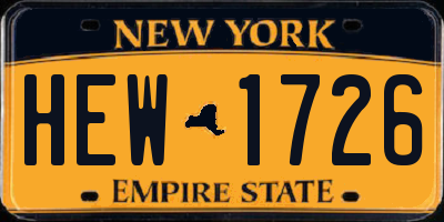 NY license plate HEW1726