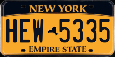 NY license plate HEW5335
