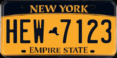 NY license plate HEW7123
