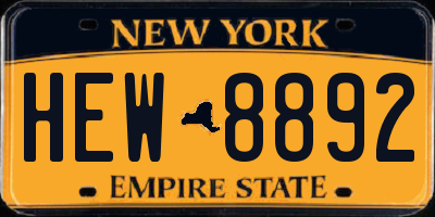 NY license plate HEW8892