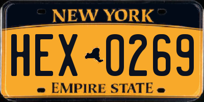 NY license plate HEX0269