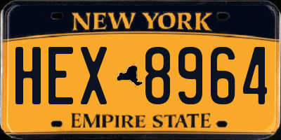 NY license plate HEX8964