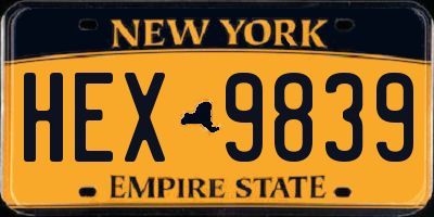 NY license plate HEX9839