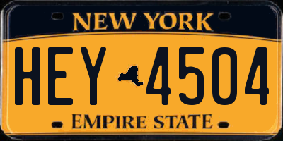 NY license plate HEY4504