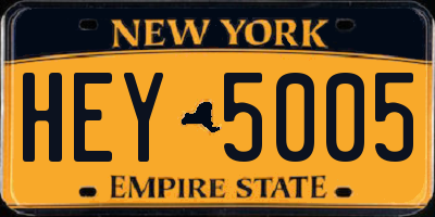 NY license plate HEY5005