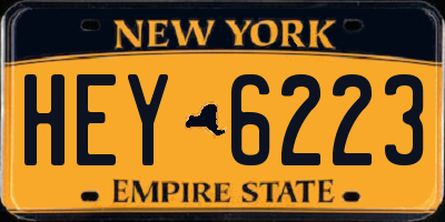 NY license plate HEY6223