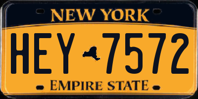 NY license plate HEY7572