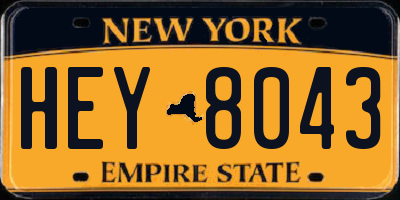 NY license plate HEY8043