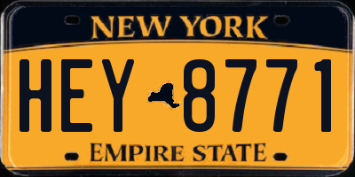 NY license plate HEY8771