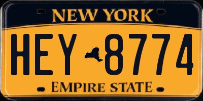 NY license plate HEY8774