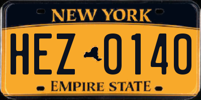 NY license plate HEZ0140