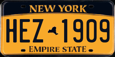 NY license plate HEZ1909