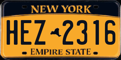 NY license plate HEZ2316