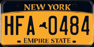 NY license plate HFA0484