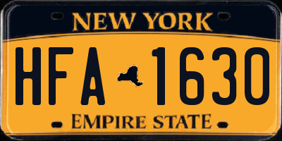 NY license plate HFA1630