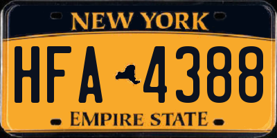 NY license plate HFA4388