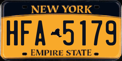 NY license plate HFA5179