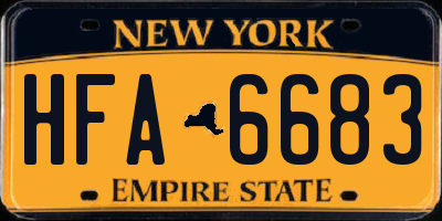 NY license plate HFA6683