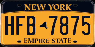NY license plate HFB7875