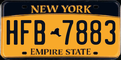 NY license plate HFB7883