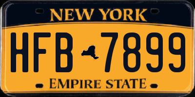 NY license plate HFB7899