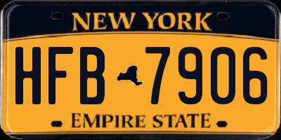 NY license plate HFB7906