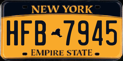 NY license plate HFB7945