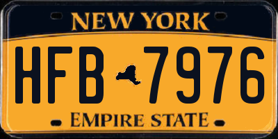NY license plate HFB7976