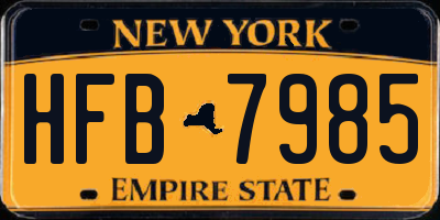 NY license plate HFB7985