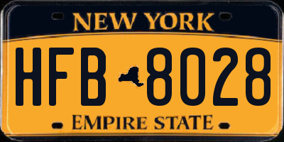 NY license plate HFB8028