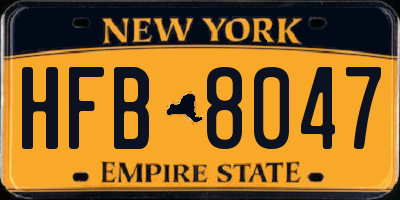 NY license plate HFB8047