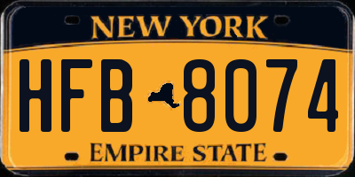 NY license plate HFB8074