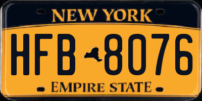 NY license plate HFB8076