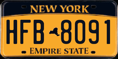 NY license plate HFB8091