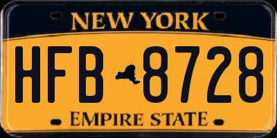 NY license plate HFB8728