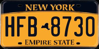 NY license plate HFB8730