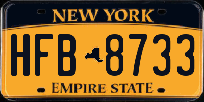 NY license plate HFB8733