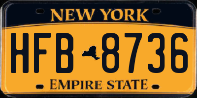 NY license plate HFB8736