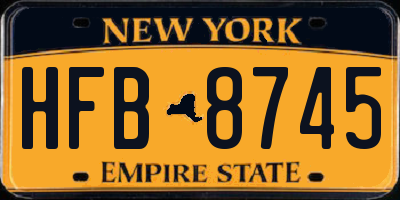 NY license plate HFB8745