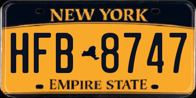 NY license plate HFB8747