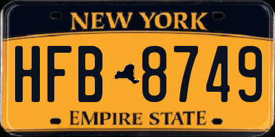 NY license plate HFB8749