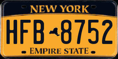 NY license plate HFB8752